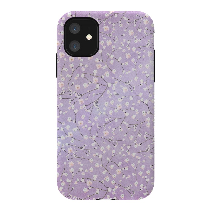 iPhone 11 StrongFit Purple Watercolor Spring Cherry Blossom Pattern by  Utart