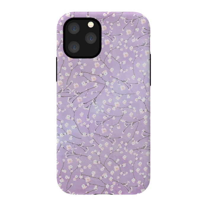 iPhone 11 Pro StrongFit Purple Watercolor Spring Cherry Blossom Pattern by  Utart