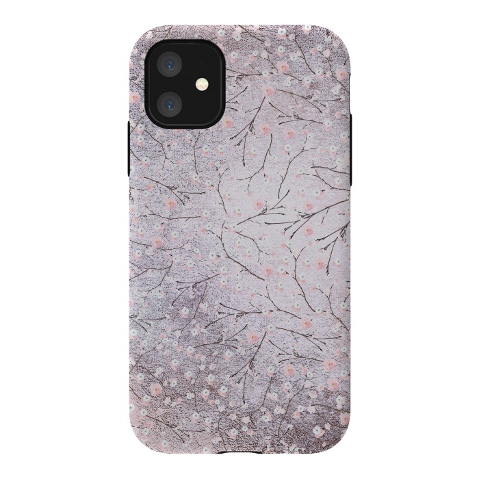 iPhone 11 StrongFit Purple Gray Metal Shiny Cherry Blossom Pattern by  Utart