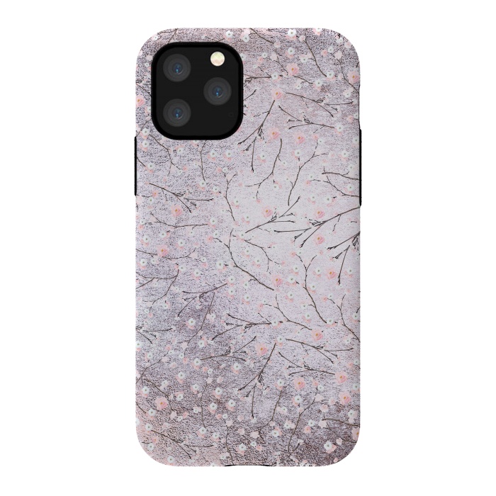 iPhone 11 Pro StrongFit Purple Gray Metal Shiny Cherry Blossom Pattern by  Utart
