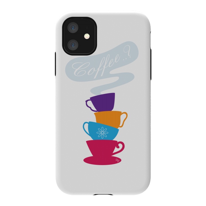iPhone 11 StrongFit Bright Coffee Cups by Martina