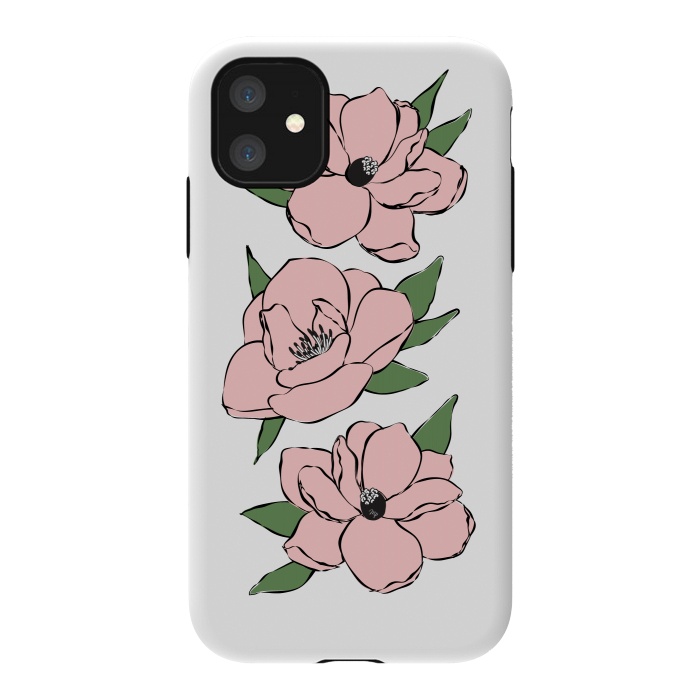 iPhone 11 StrongFit Big Pink Flowers by Martina