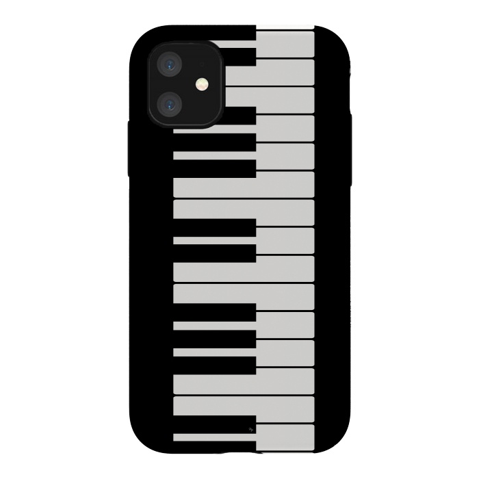 iPhone 11 StrongFit Black and white piano keys music instrument by Martina