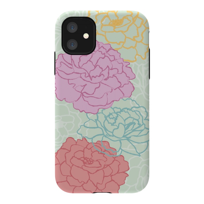 iPhone 11 StrongFit Pretty pastel peonies by Martina
