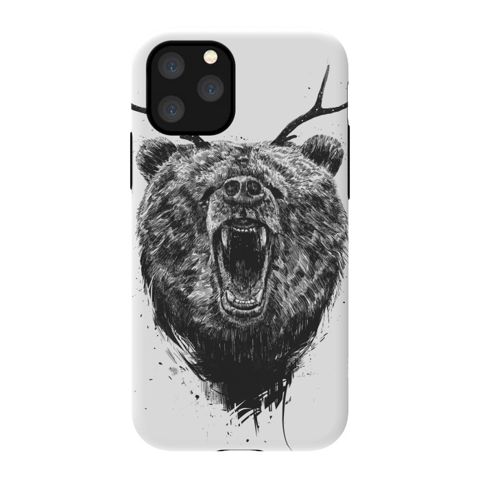 iPhone 11 Pro StrongFit Angry bear with antlers by Balazs Solti