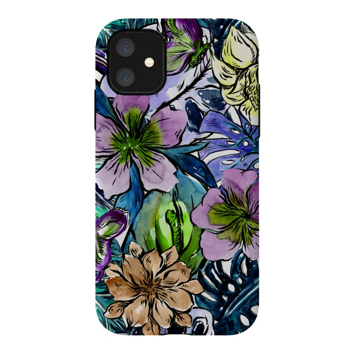 iPhone 11 StrongFit Purple Aloha Hibiscus Tropical Flower Pattern by  Utart