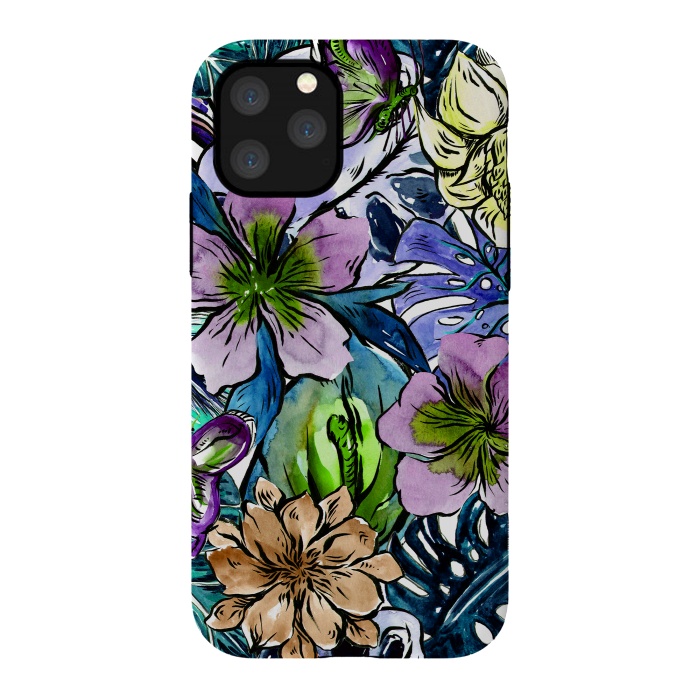 iPhone 11 Pro StrongFit Purple Aloha Hibiscus Tropical Flower Pattern by  Utart