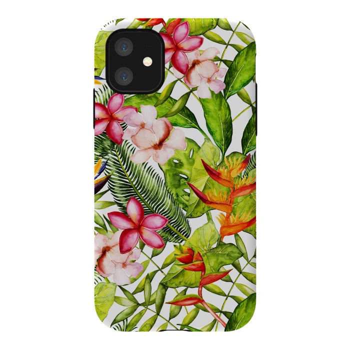 iPhone 11 StrongFit Aloha Tropical Flower Jungle Pattern by  Utart