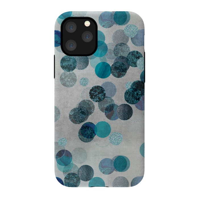 iPhone 11 Pro StrongFit Fancy Faux Glitter Dots In Teal And Turquoise by Andrea Haase