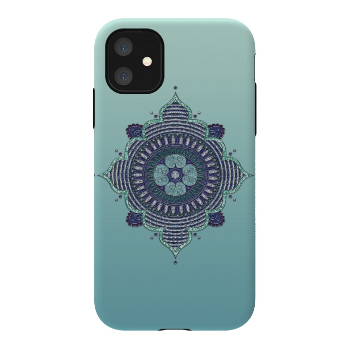 iPhone 11 StrongFit Precious Turquoise Mandala Ornament by Andrea Haase