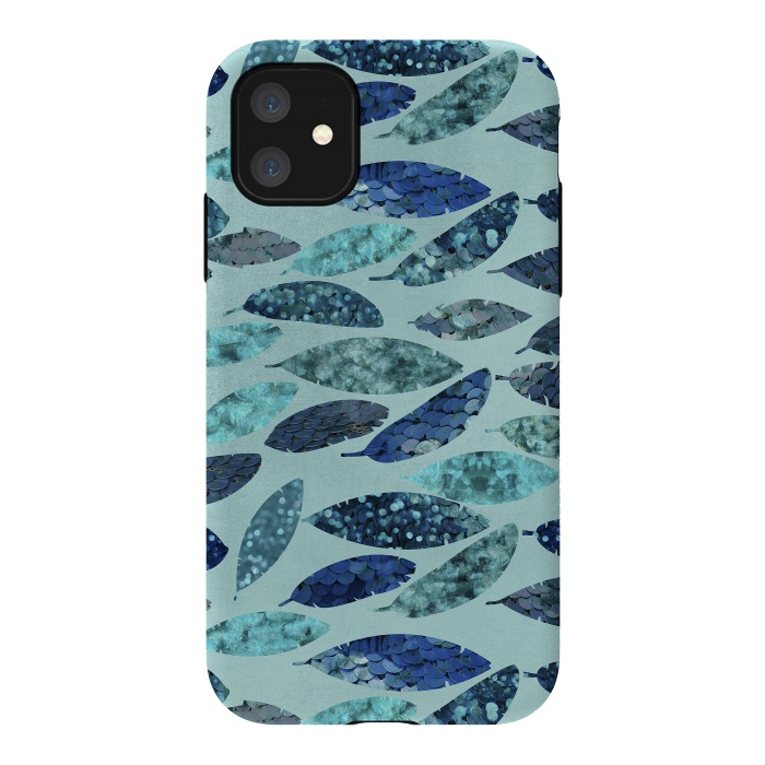 iPhone 11 StrongFit Sparkling Mermaid Feathers Blue And Teal by Andrea Haase