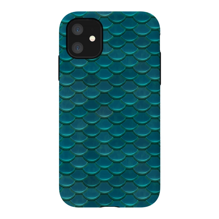 iPhone 11 StrongFit Shiny Green Mermaid Scales by Andrea Haase