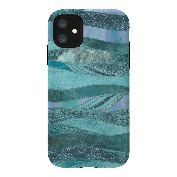 iPhone 11 StrongFit Glamorous Waves Of Turquoise and Teal 2 by Andrea Haase