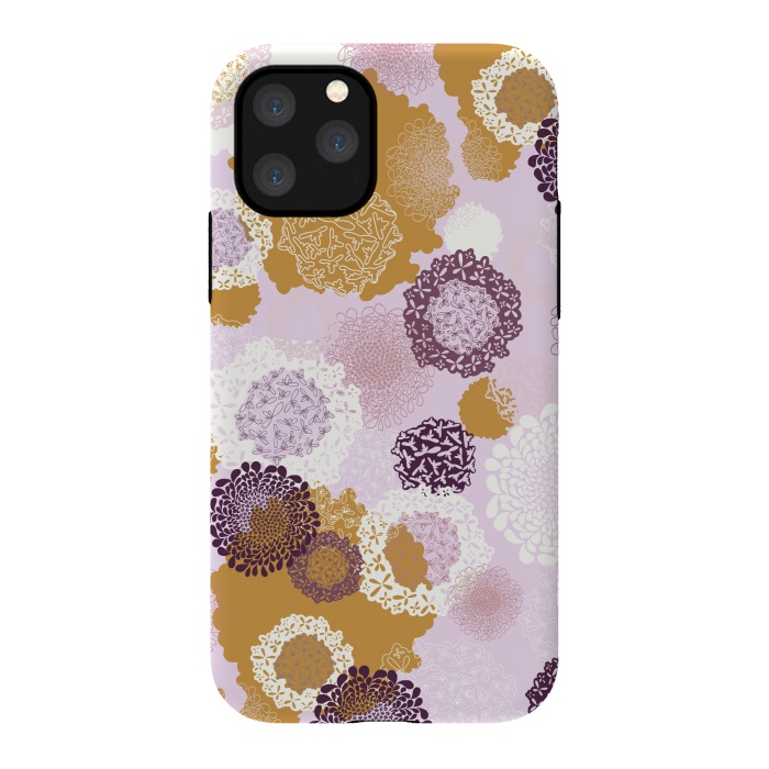 iPhone 11 Pro StrongFit Doily Flowers on Pink by Paula Ohreen