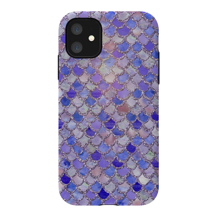 iPhone 11 StrongFit Purple hand drawn mermaid scales by  Utart