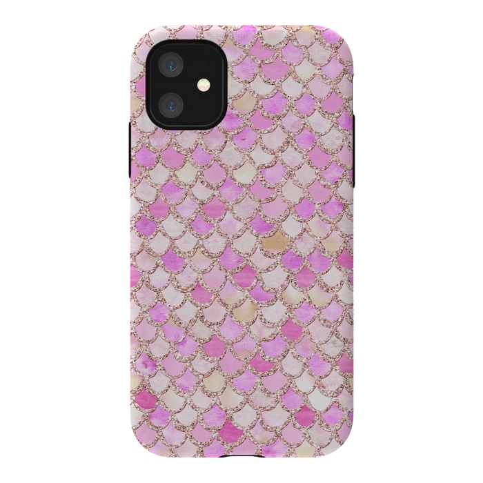 iPhone 11 StrongFit Light Pink hand drawn mermaid scales by  Utart
