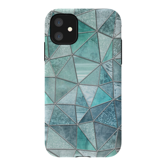 iPhone 11 StrongFit Stained Glass Glamour Teal And Turquoise by Andrea Haase
