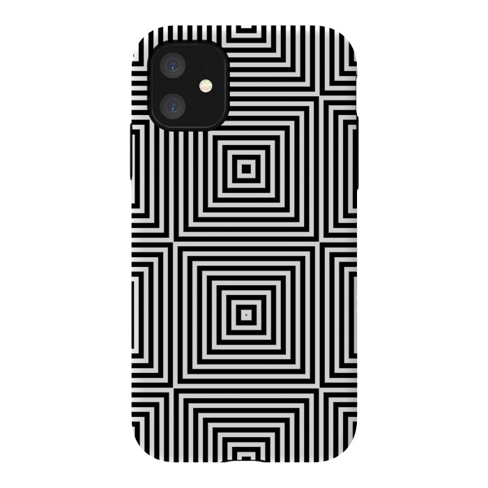 iPhone 11 StrongFit Optical Illusion Black And White Squares by Andrea Haase