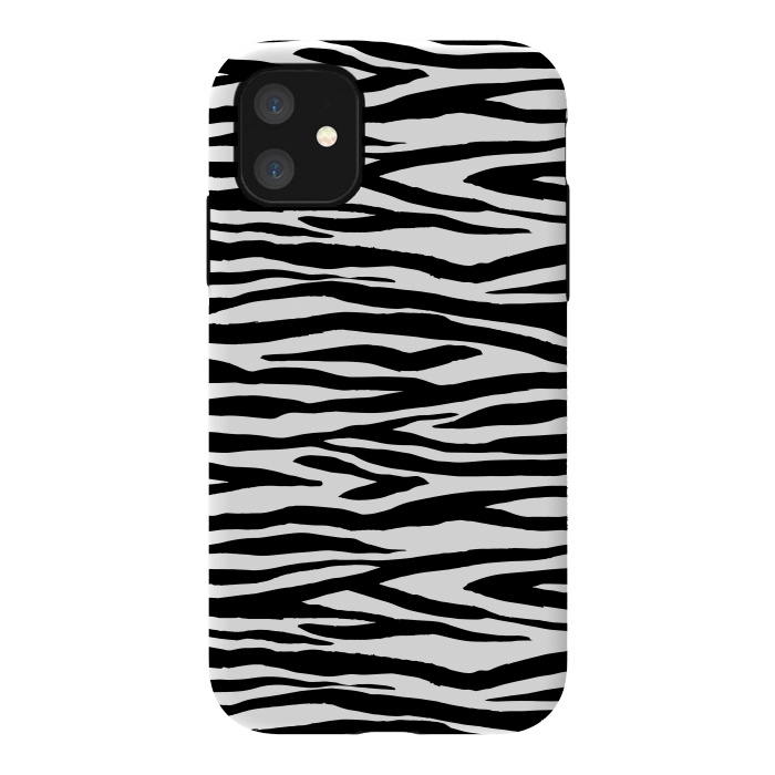 iPhone 11 StrongFit Zebra Stripes Black And White 2 by Andrea Haase