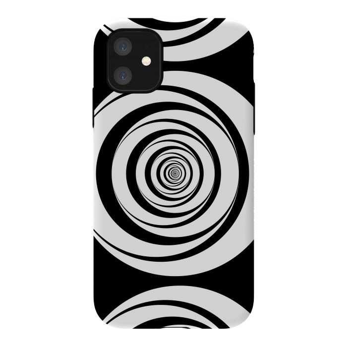 iPhone 11 StrongFit Concentric Circles Pop-Art Black White 2 by Andrea Haase