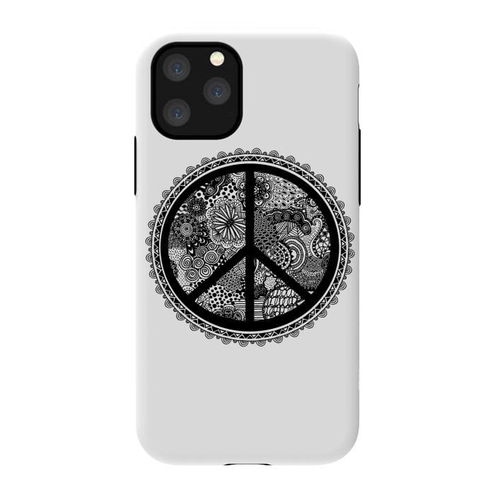iPhone 11 Pro StrongFit Zen Doodle Peace Symbol by Andrea Haase
