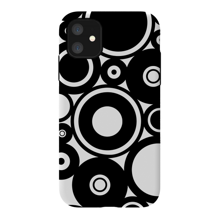 iPhone 11 StrongFit Pop-Art Black White Circles by Andrea Haase