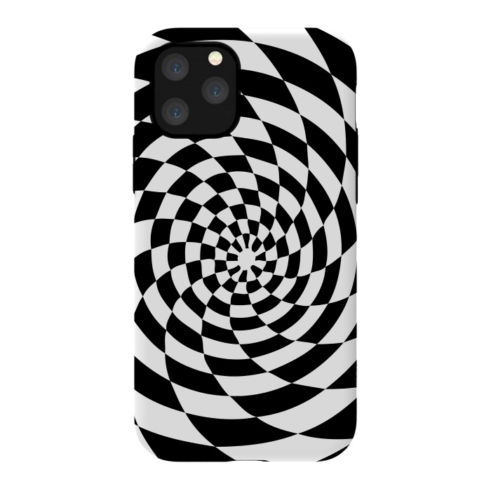 iPhone 11 Pro StrongFit Checker Spiral Black And White by Andrea Haase