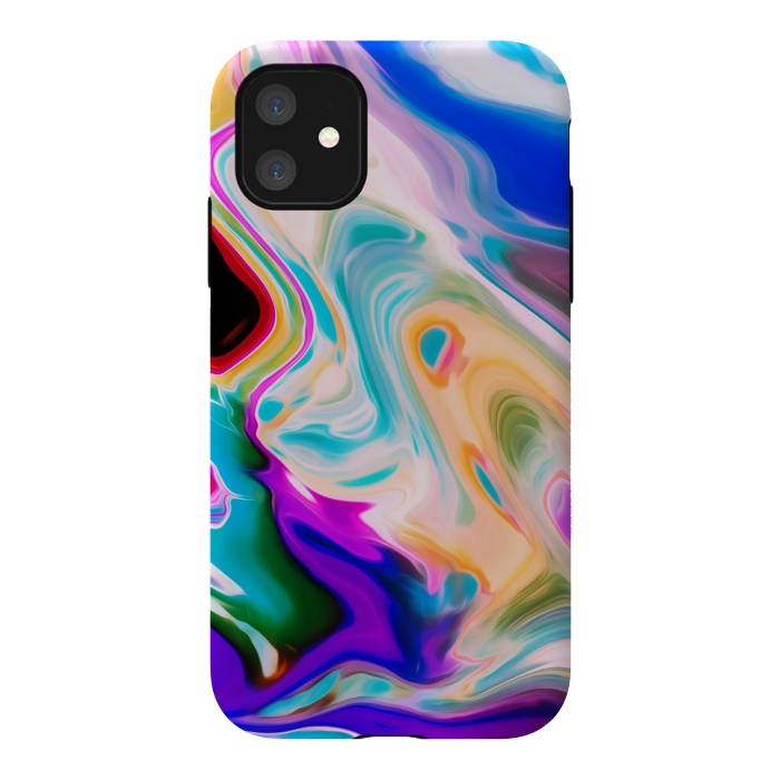 iPhone 11 StrongFit Colorful Abstract Marble Swirls by Dushan Medich