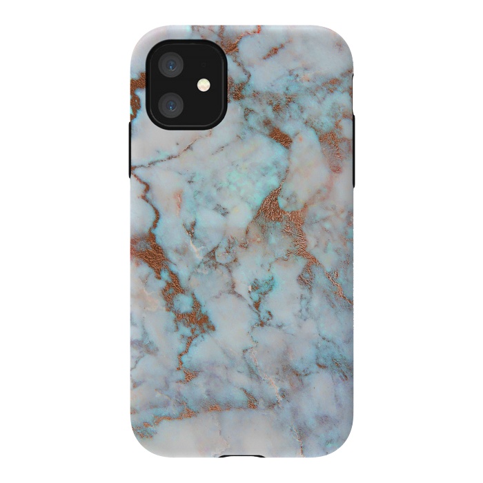 iPhone 11 StrongFit White & Gold Faux Marble by Dushan Medich