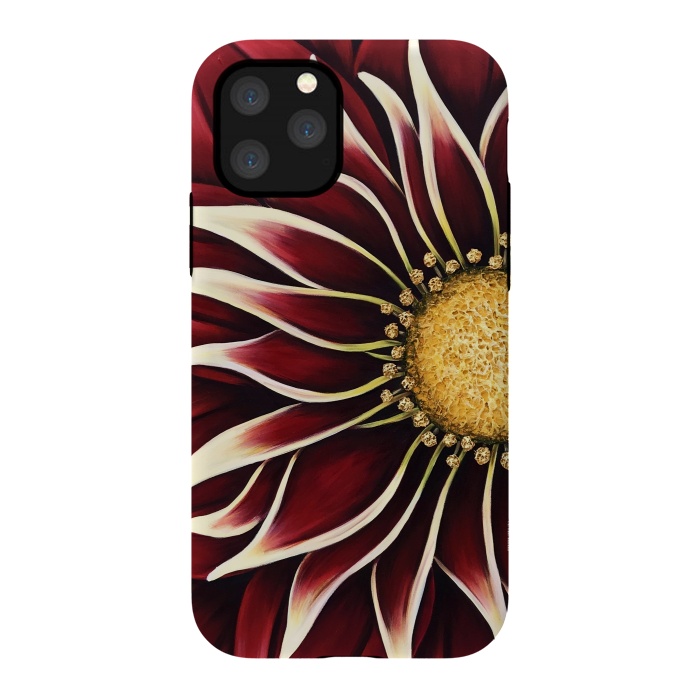 iPhone 11 Pro StrongFit Crimson Zinnia by Denise Cassidy Wood