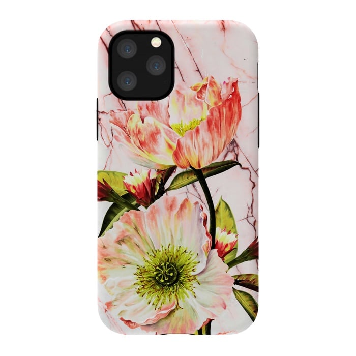 iPhone 11 Pro StrongFit Flowering on pink marble by Mmartabc