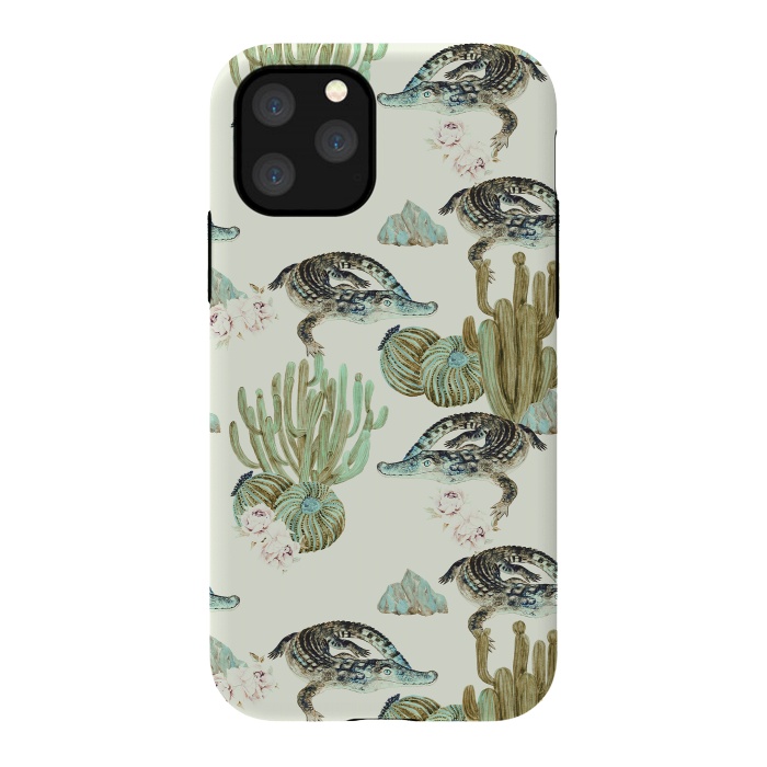 iPhone 11 Pro StrongFit Crocodile pattern on the cactus by Mmartabc