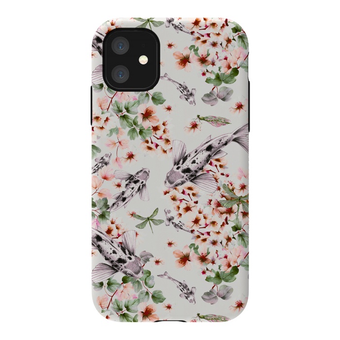 iPhone 11 StrongFit Asian pattern fish bloom by Mmartabc