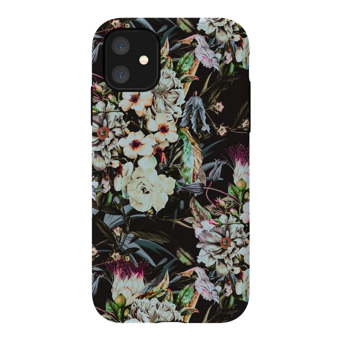 iPhone 11 StrongFit Dark flowery colorful bouquet by Mmartabc
