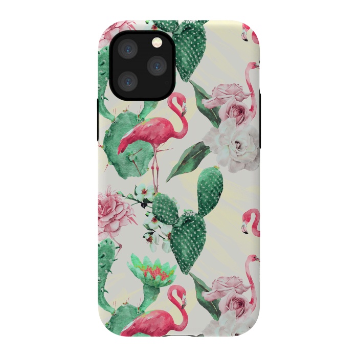 iPhone 11 Pro StrongFit Flamingos, geometric and flowers by Mmartabc