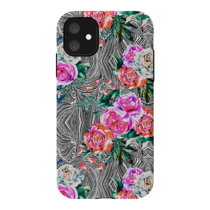 iPhone 11 StrongFit Flowery on linear mosaic by Mmartabc