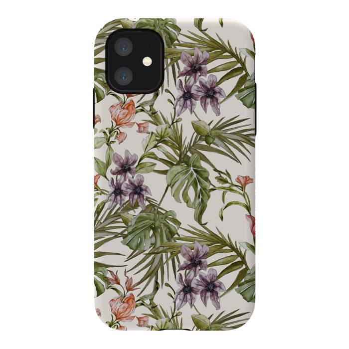 iPhone 11 StrongFit Watercolor tropical foliage by Mmartabc