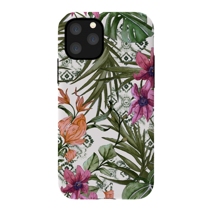 iPhone 11 Pro StrongFit Tropical tribal floral by Mmartabc