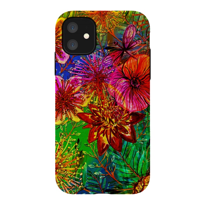 iPhone 11 StrongFit Colorful Flower Jungle by  Utart
