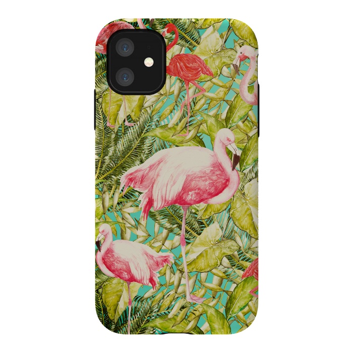iPhone 11 StrongFit Aloha Tropical Flamingo Jungle by  Utart