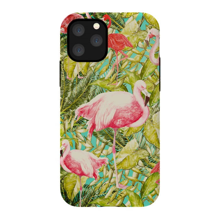 iPhone 11 Pro StrongFit Aloha Tropical Flamingo Jungle by  Utart