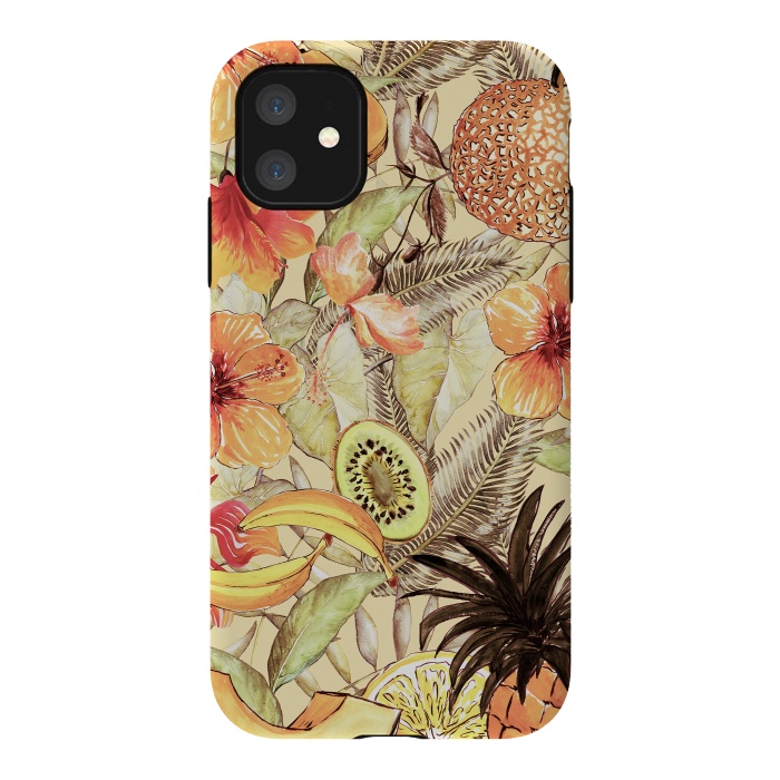 iPhone 11 StrongFit Aloha Retro Fruit and Flower Jungle by  Utart