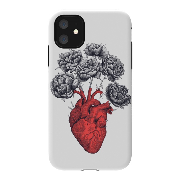iPhone 11 StrongFit Heart with peonies by kodamorkovkart
