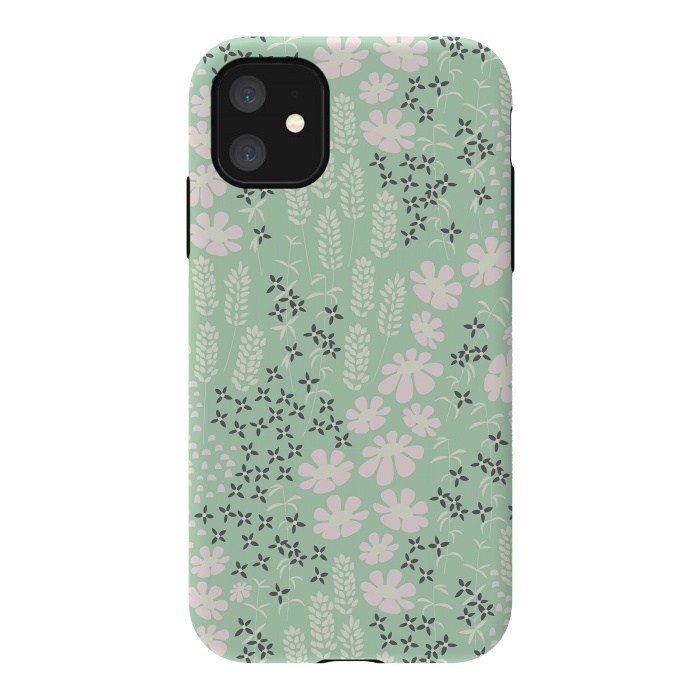 iPhone 11 StrongFit Floral Mint Pattern 013 by Jelena Obradovic