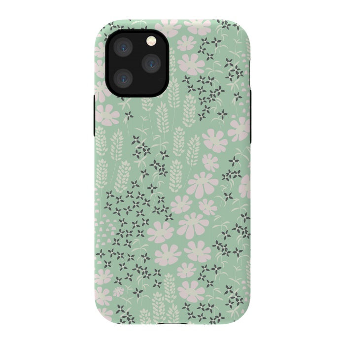 iPhone 11 Pro StrongFit Floral Mint Pattern 013 by Jelena Obradovic