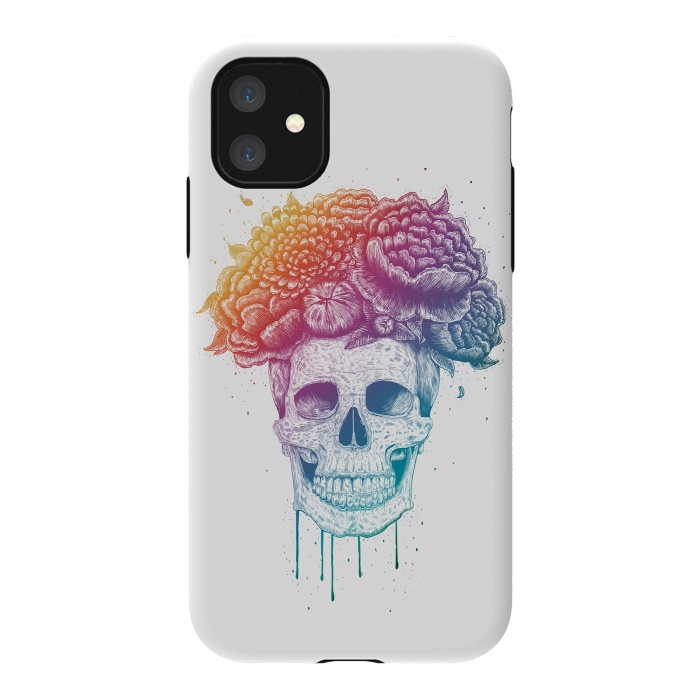 iPhone 11 StrongFit Colorful skull with flowers by kodamorkovkart