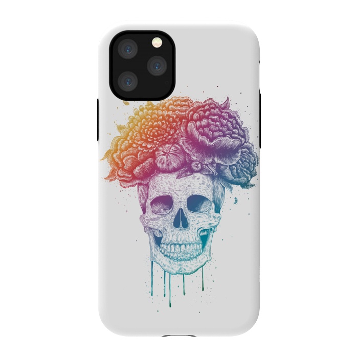 iPhone 11 Pro StrongFit Colorful skull with flowers by kodamorkovkart