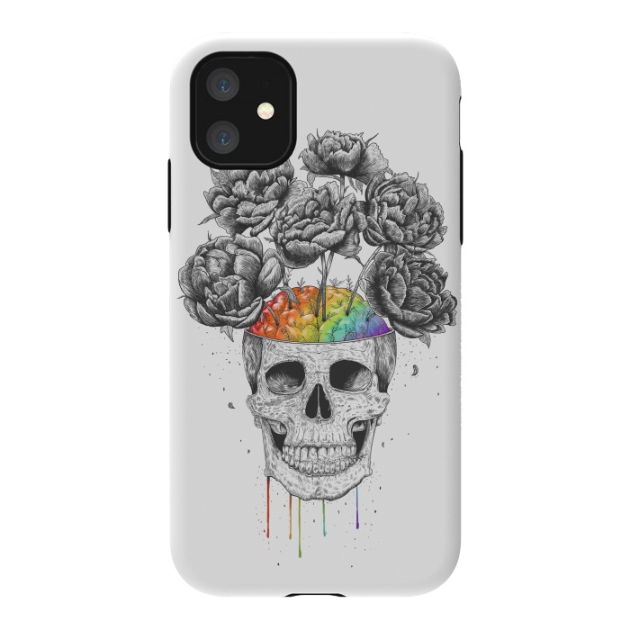 iPhone 11 StrongFit Skull with rainbow brains by kodamorkovkart