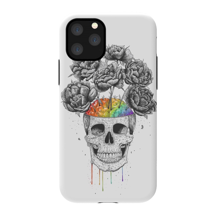 iPhone 11 Pro StrongFit Skull with rainbow brains by kodamorkovkart