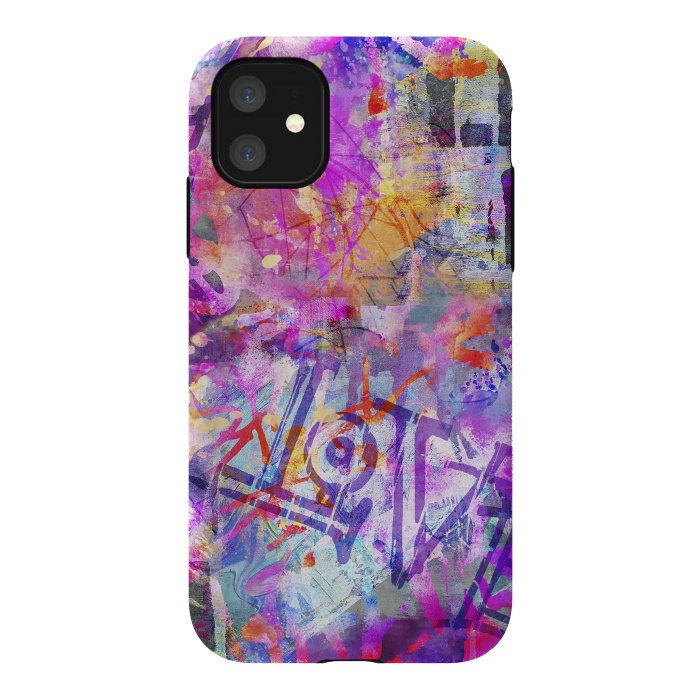 iPhone 11 StrongFit Pink Grunge Graffiti Wall by Andrea Haase